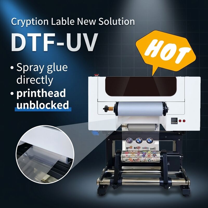 İki Kafalı UV DTF Yazıcı 30CM Rulo Şişe Akrilik Etiket Makinesi Üretim İçin